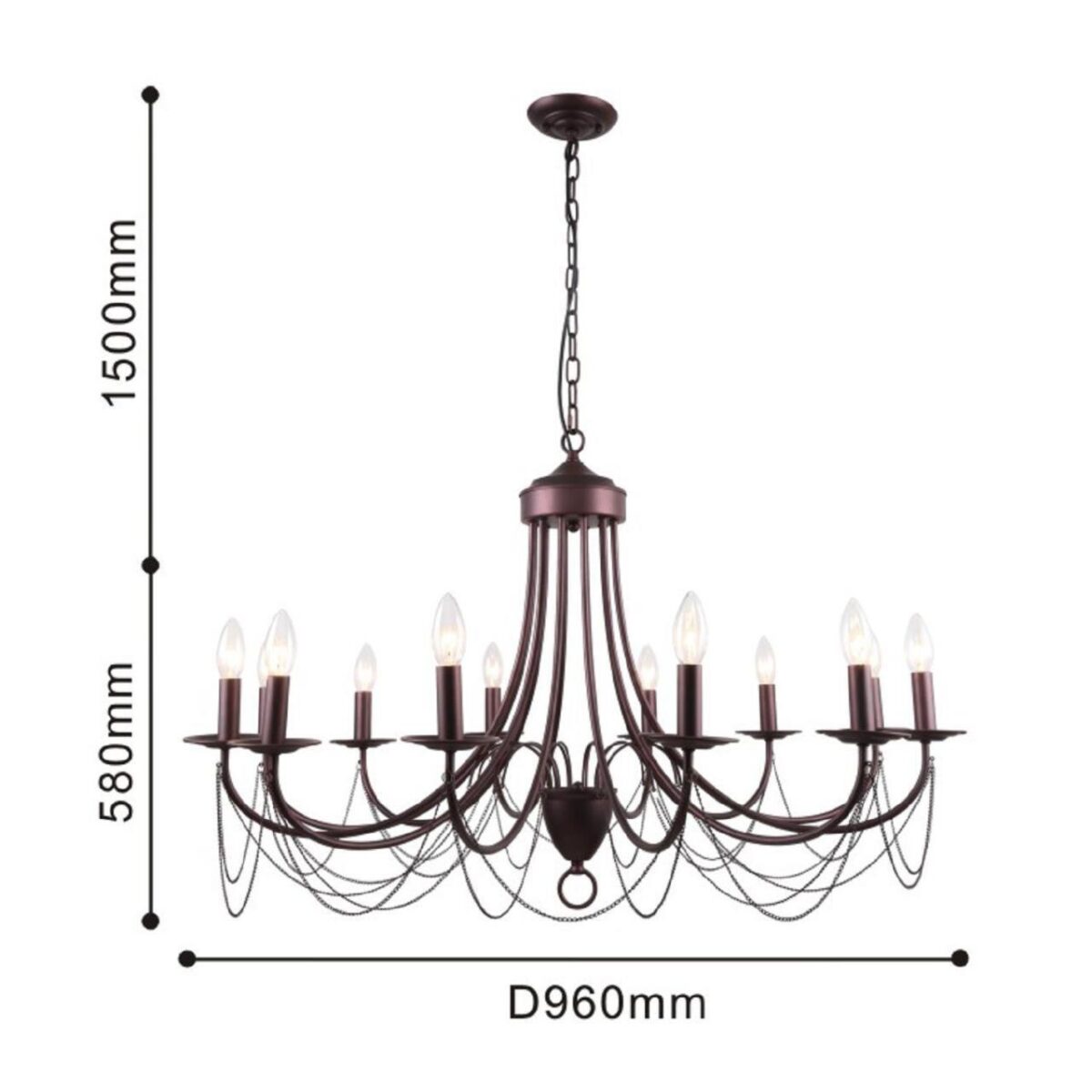 2590-12P, подвесная люстра, D960xH580/2080, 12xE14x40W, excluded — изображение 3