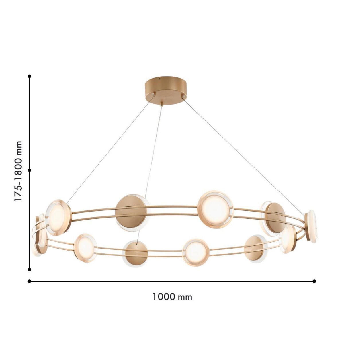 4334-12P, подвесная люстра, D1000xH175/1800, 12xLEDx4W, 3840LM, 4000K, included — изображение 2