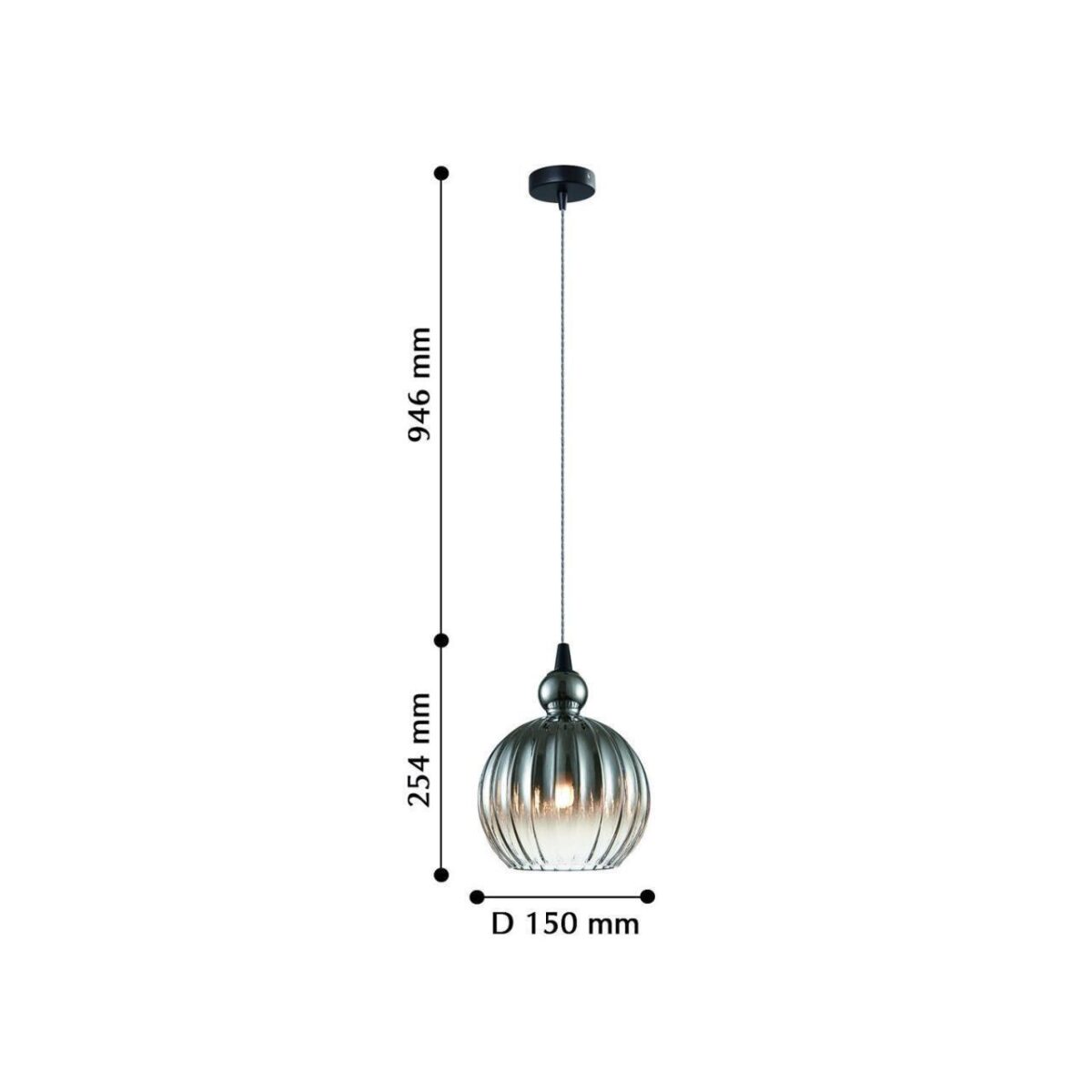 2327-1P, подвес, D150xH255/1455, 1xG9x40W, excluded — изображение 2