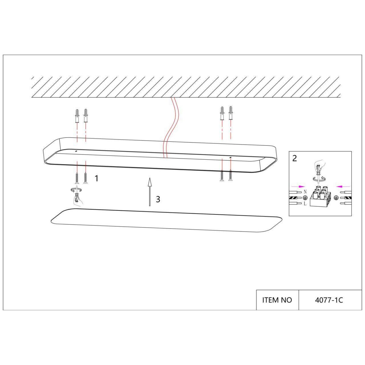 4077-1C, потолочный светильник, L1200xW200xH50, LEDx40W, 3300LM, 4000K, included — изображение 5