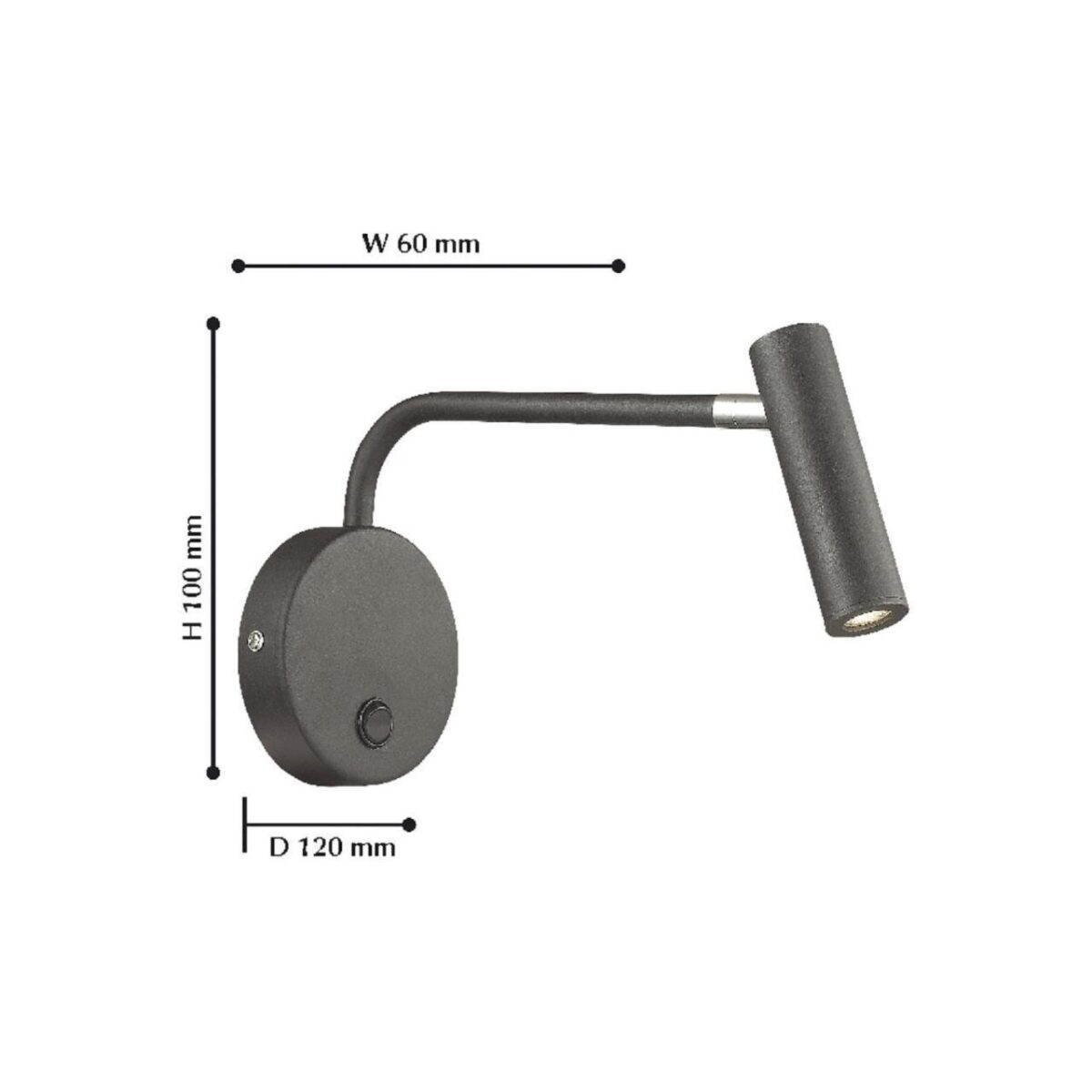 1960-1W, настенный светильник, D250xW100xH170, 1xLEDx3W, 240LM, 3000K, included, switch — изображение 2