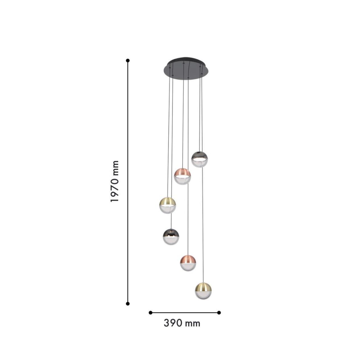 4371-6P, подвесная люстра, D390xH1970, 6xLEDx5.3W, 2240LM, 4000K, CRI>90, included — изображение 3