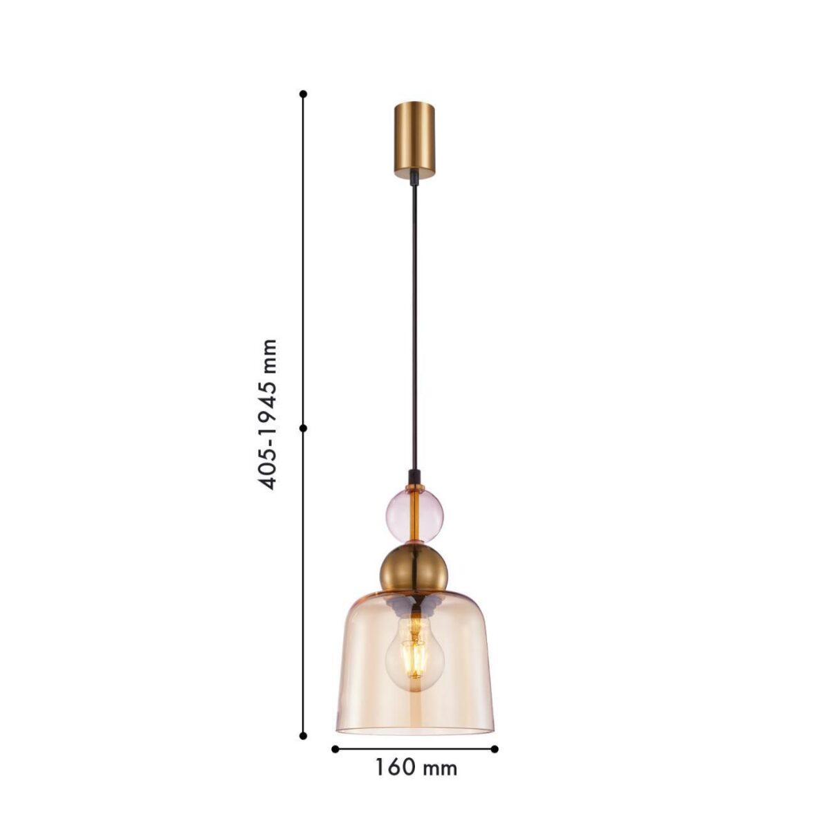 4341-1P, подвес, D160xH445/1945, 1xE27x40W, excluded — изображение 2