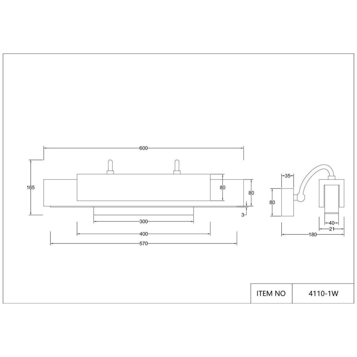 4110-1W, настенный светильник, D180xW600xH165, LEDx18W, 500LM, 4000K, included — изображение 5