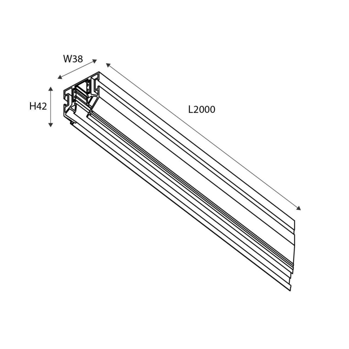 1014-TB-200, профиль под натяжной потолок (шинопровод), 2М, серия Logica — изображение 2