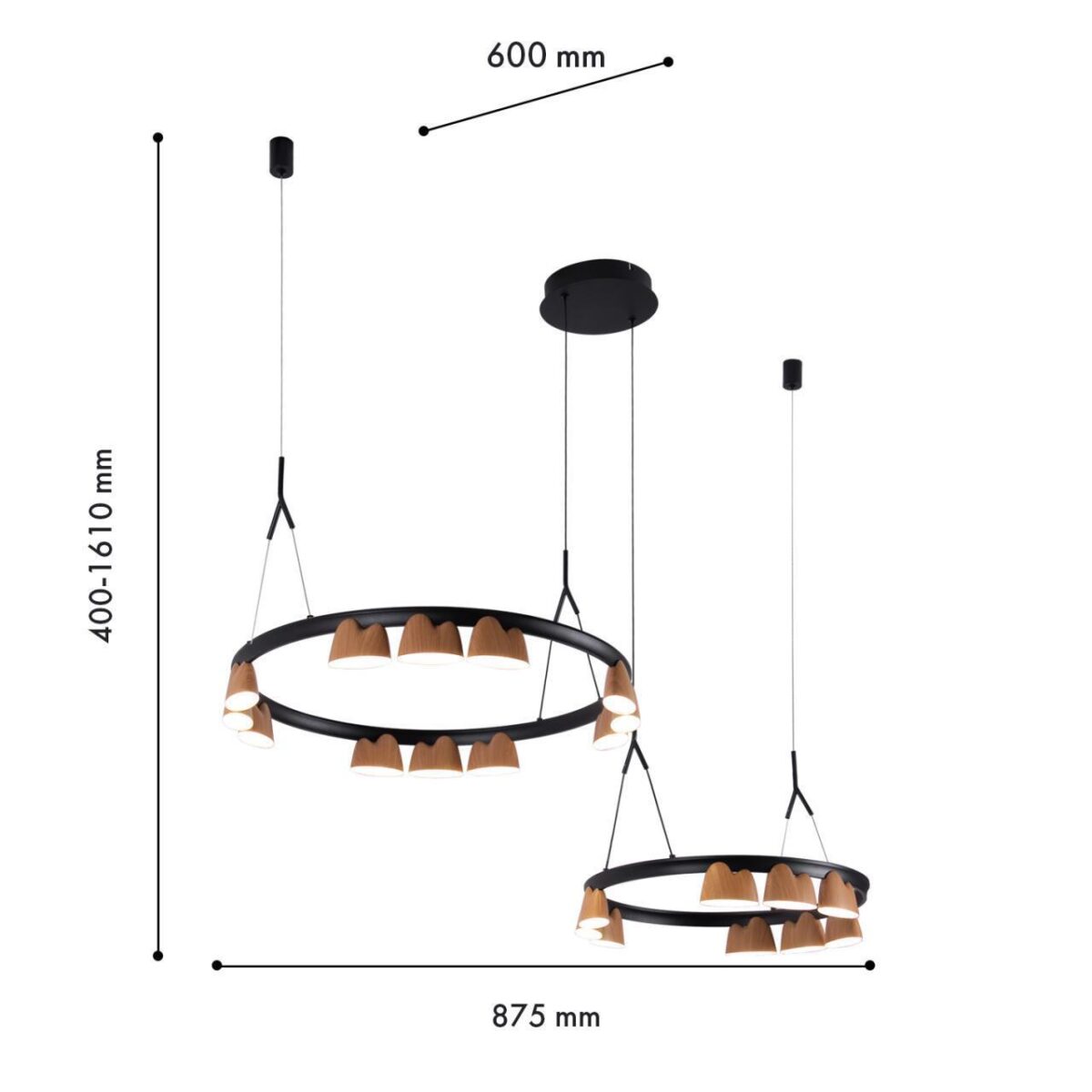 4266-21P, подвесная люстра, L875xW600xH400/1610, LEDx95W, 4085LM, 4000K, included — изображение 3