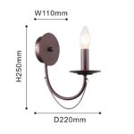 2590-1W, настенный светильник, D220xW110xH250, 1xE14x40W, excluded — изображение 3
