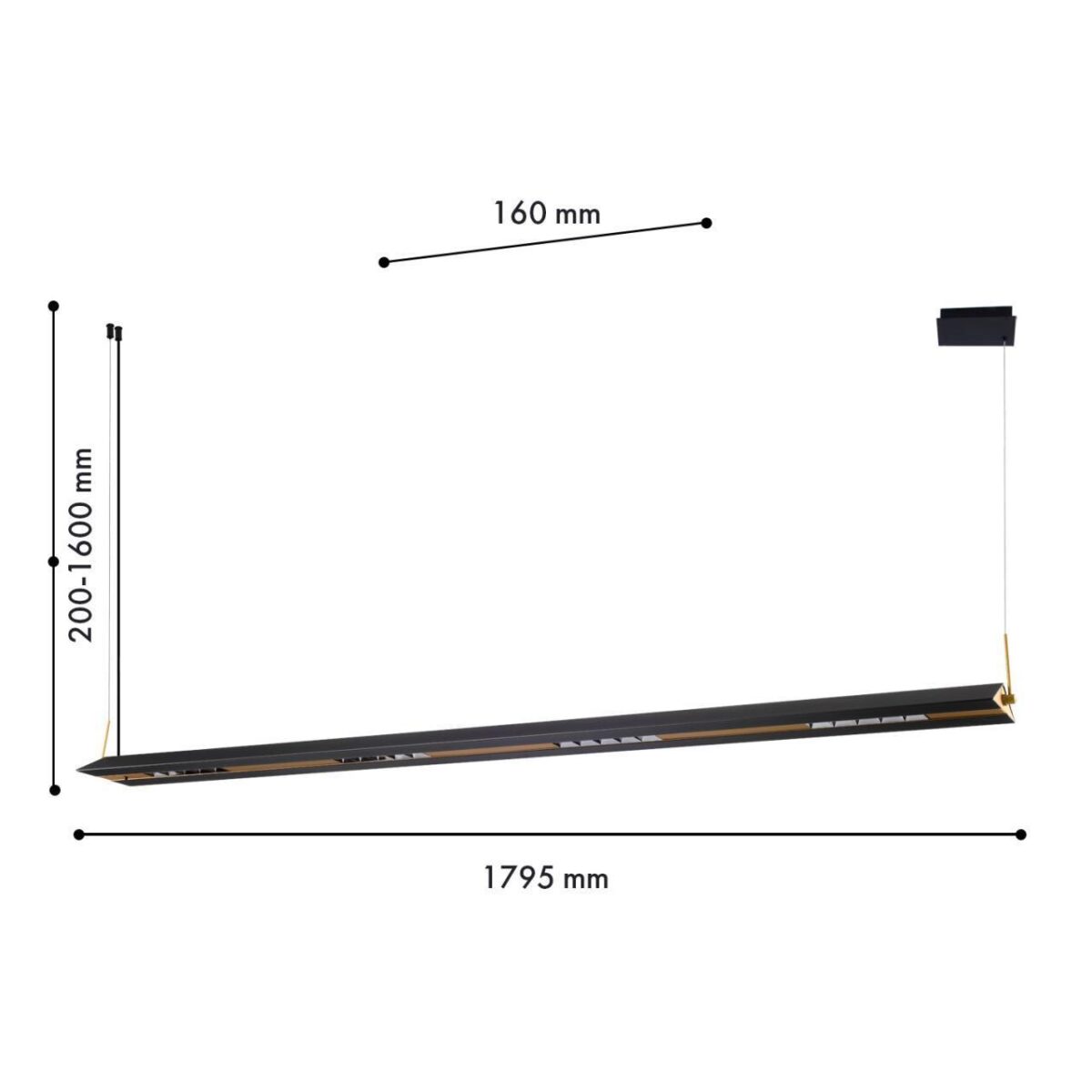 4398-18P, подвесная люстра, L1795xW160xH200/1600, LEDx40W, 3500LM, 3000K/4700K/6500K, IP20, included — изображение 3