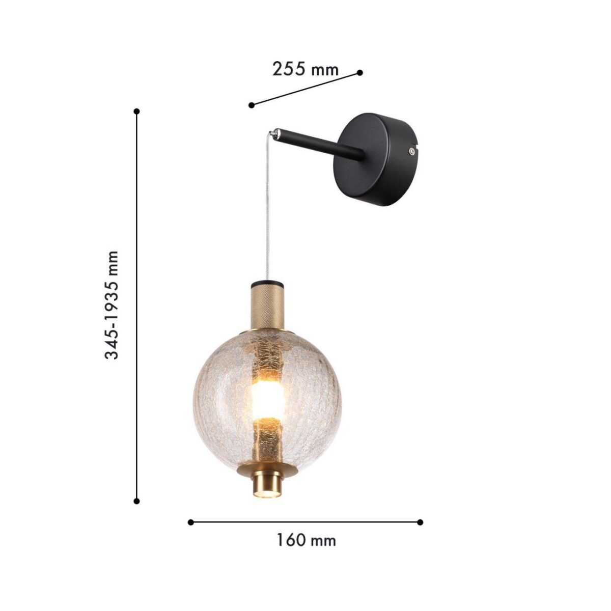 4316-1W, настенный светильник, D255xW160xH380/600, LEDx9W, 650LM, 4000K, CRI>90, included — изображение 2