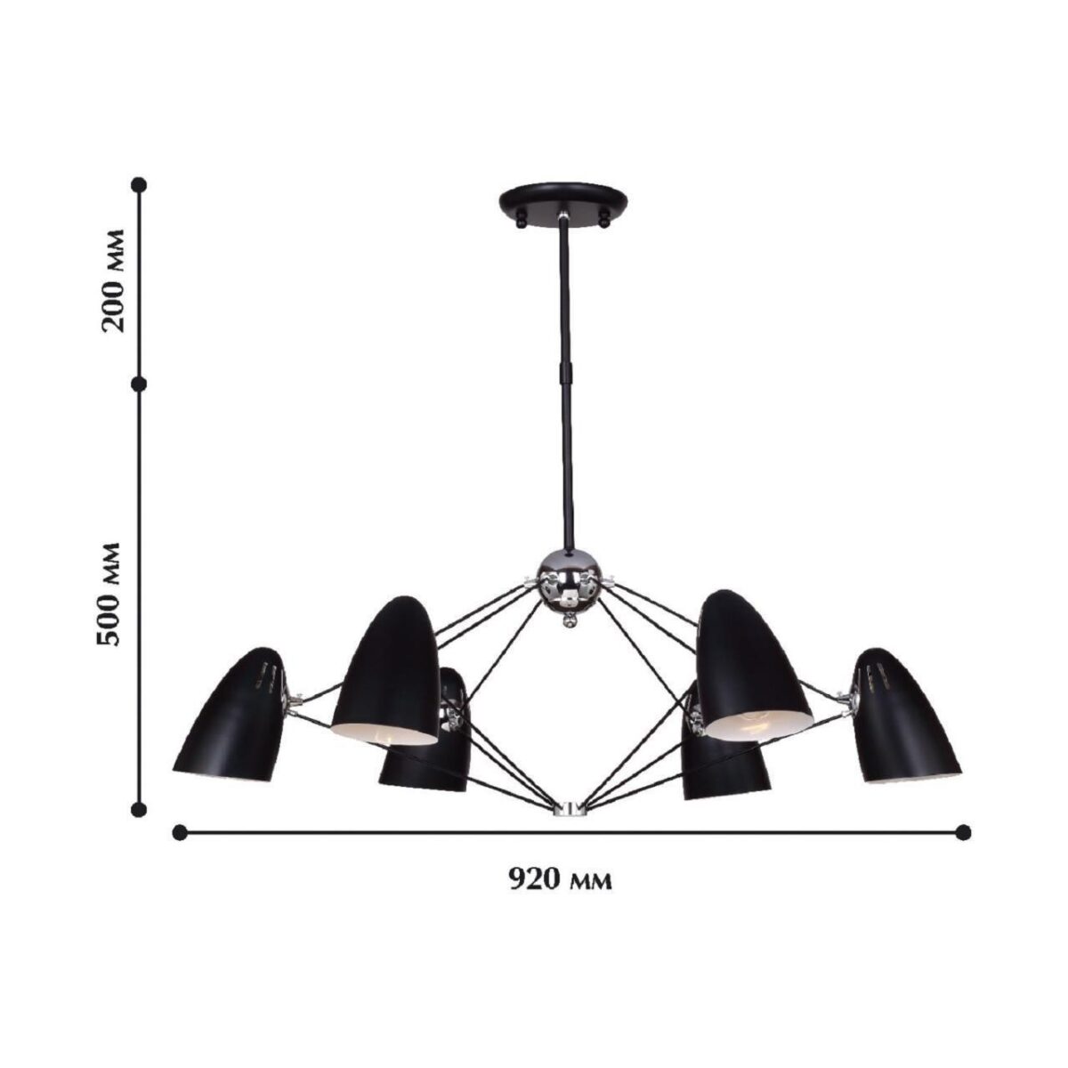 1757-6P, люстра подвесная, D920xH500/700, 6xE14x40W, excluded — изображение 3