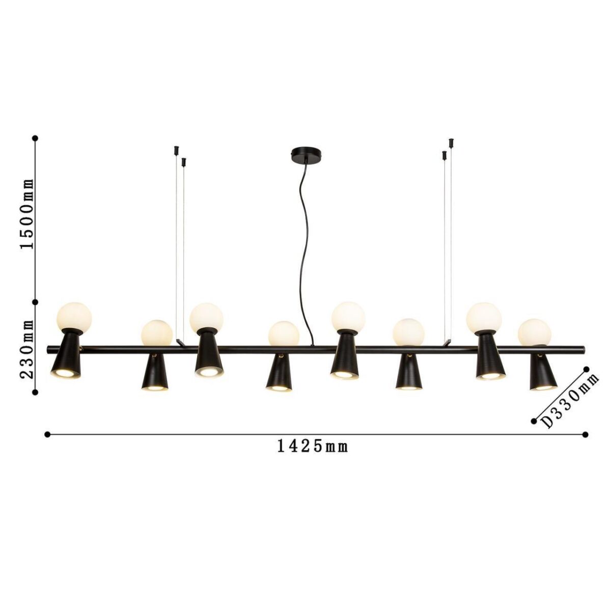 4095-8P, подвесная люстра, L1425xW330xH230/1730, 8xG9LEDx3W + 8xGU10x35W, excluded — изображение 3