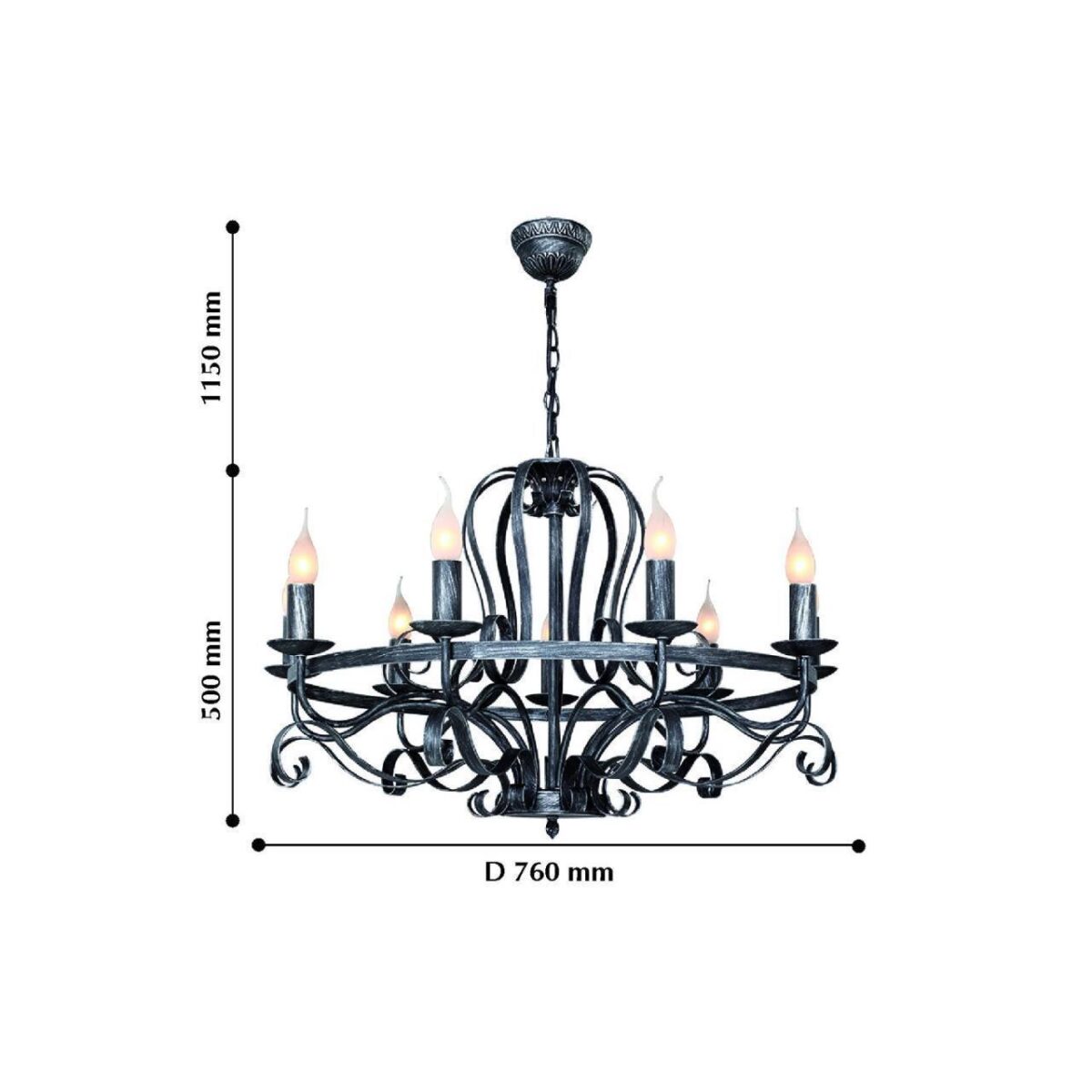 2162-9P, люстра подвесная, D760xH500/1200, 9xE14x40W, excluded — изображение 4