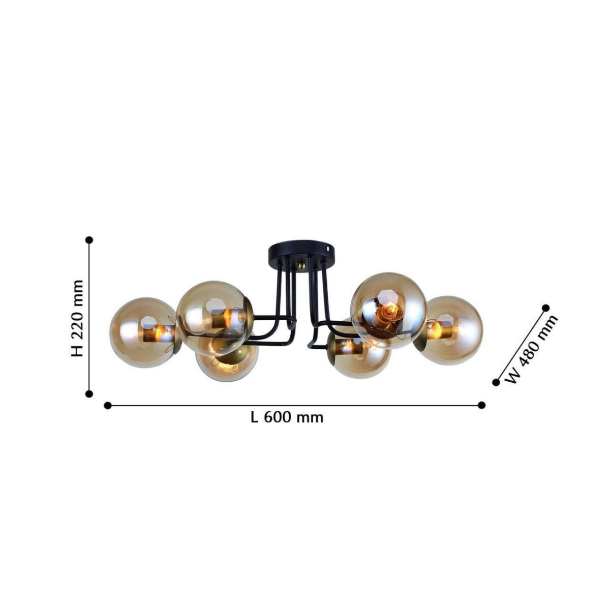 2344-6U, потолочный светильник, L600xW480xH220, 6xE14x40W, excluded — изображение 3