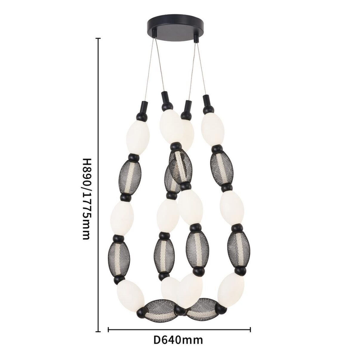 4560-2PC, подвесная/потолочная люстра, D200xH1780/2780 + D640xH890/1775 + D1800xH820/1725, 2xLEDx18W, 1630LM, 4000K, included — изображение 6