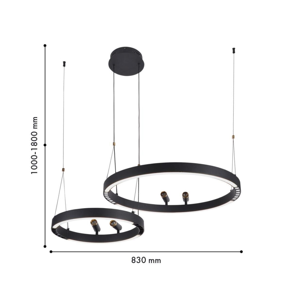 4474-2P, подвесная люстра, D830xH1000/1800, LEDx53W + LEDx33W + 4xLEDx3W, 2075LM, 3000-6500K, included, remote control — изображение 4