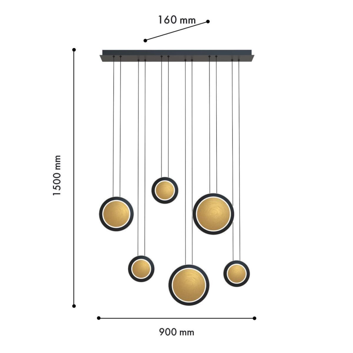 4562-6P, подвесная люстра, L900xW160xH1500, LEDx43W, 2580LM, 4000K, included — изображение 2