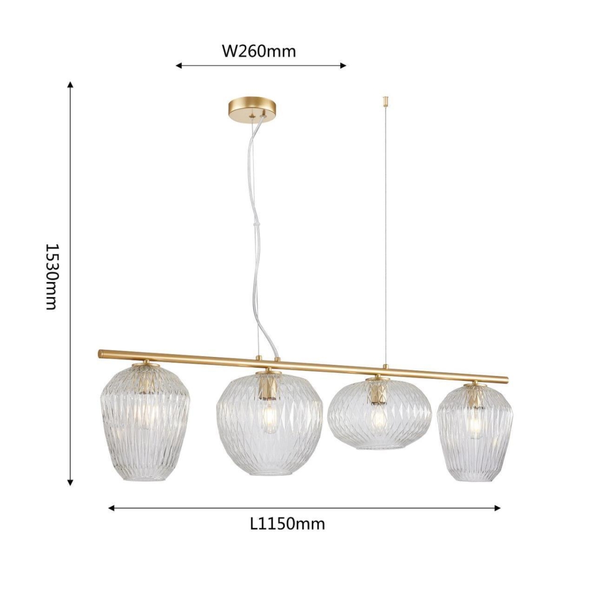 4053-4P, подвесная люстра, L1150xW260xH320/1560, 4xE27x60W, excluded — изображение 3