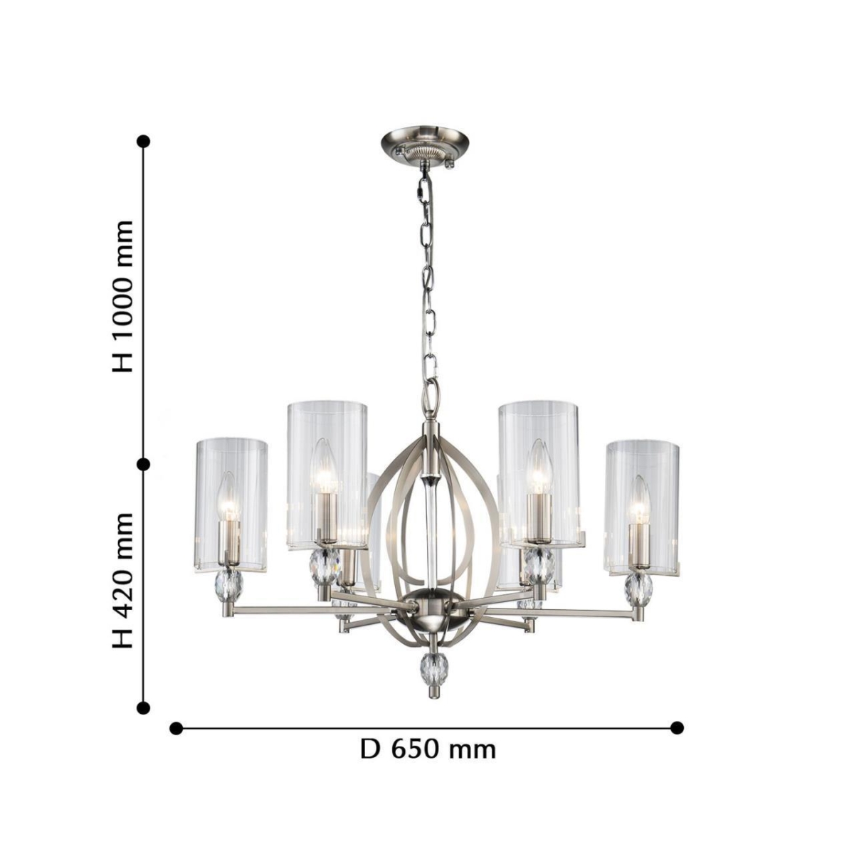 2704-6P, подвесная люстра, D650xH420/1420, 6xE14x40W, excluded — изображение 3