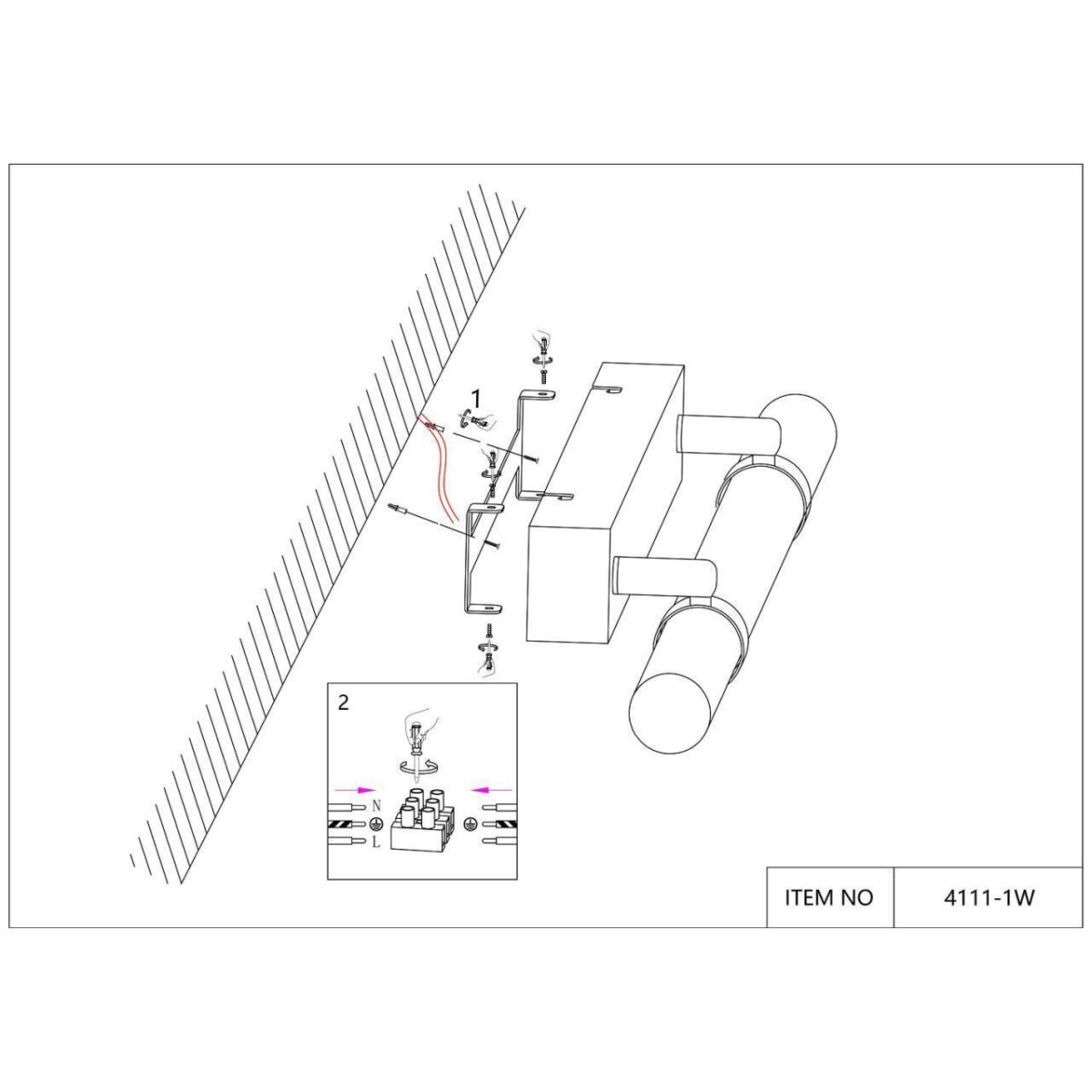 4111-1W, настенный светильник, D90xW700xH80, LEDx22W, 450LM, 4000K, included — изображение 5