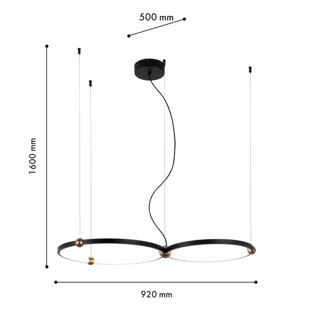 4569-2P, подвесная люстра, L920xW500xH1600, LEDx40W, 2600LM, 4000K, included — изображение 3