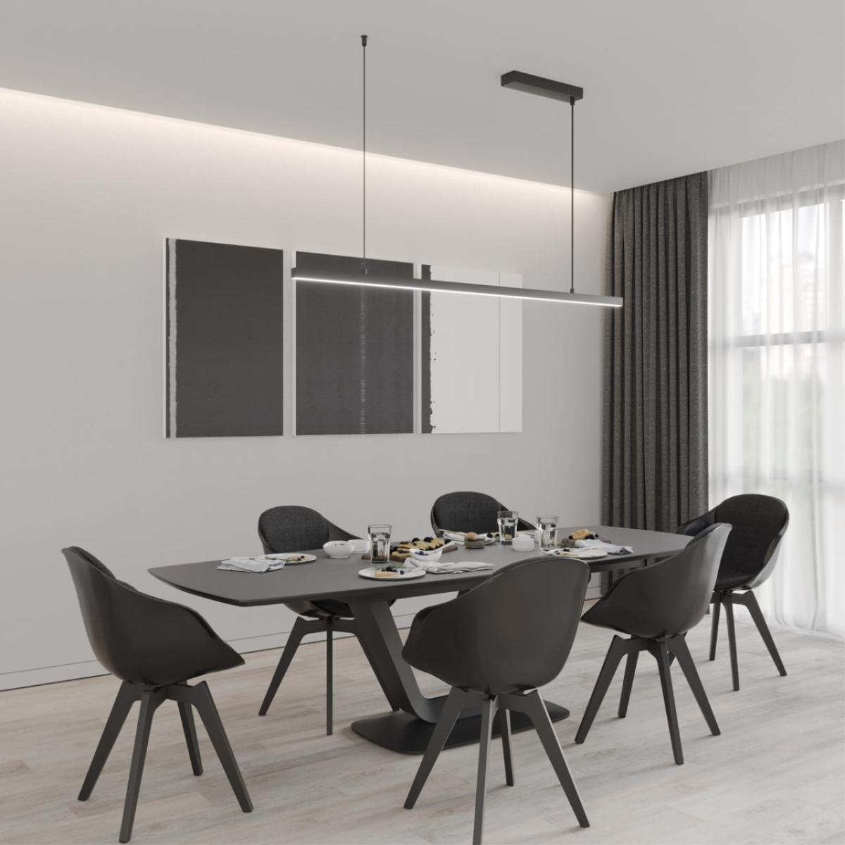 359442 OVER NT24 294 черный Светильник подвесной диммир. со сменой цв.темпер. (пульт ДУ/прилож. Smart Life) IP20 LED 48W 85-265V 3000-6000К SOTTO — изображение 8