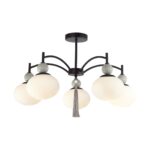 8273/5C NEOCLASSI черный, серый/белый металл, керамика/стекло Люстра потолочная Е14 5*40W 220V GLORIYA — изображение 5