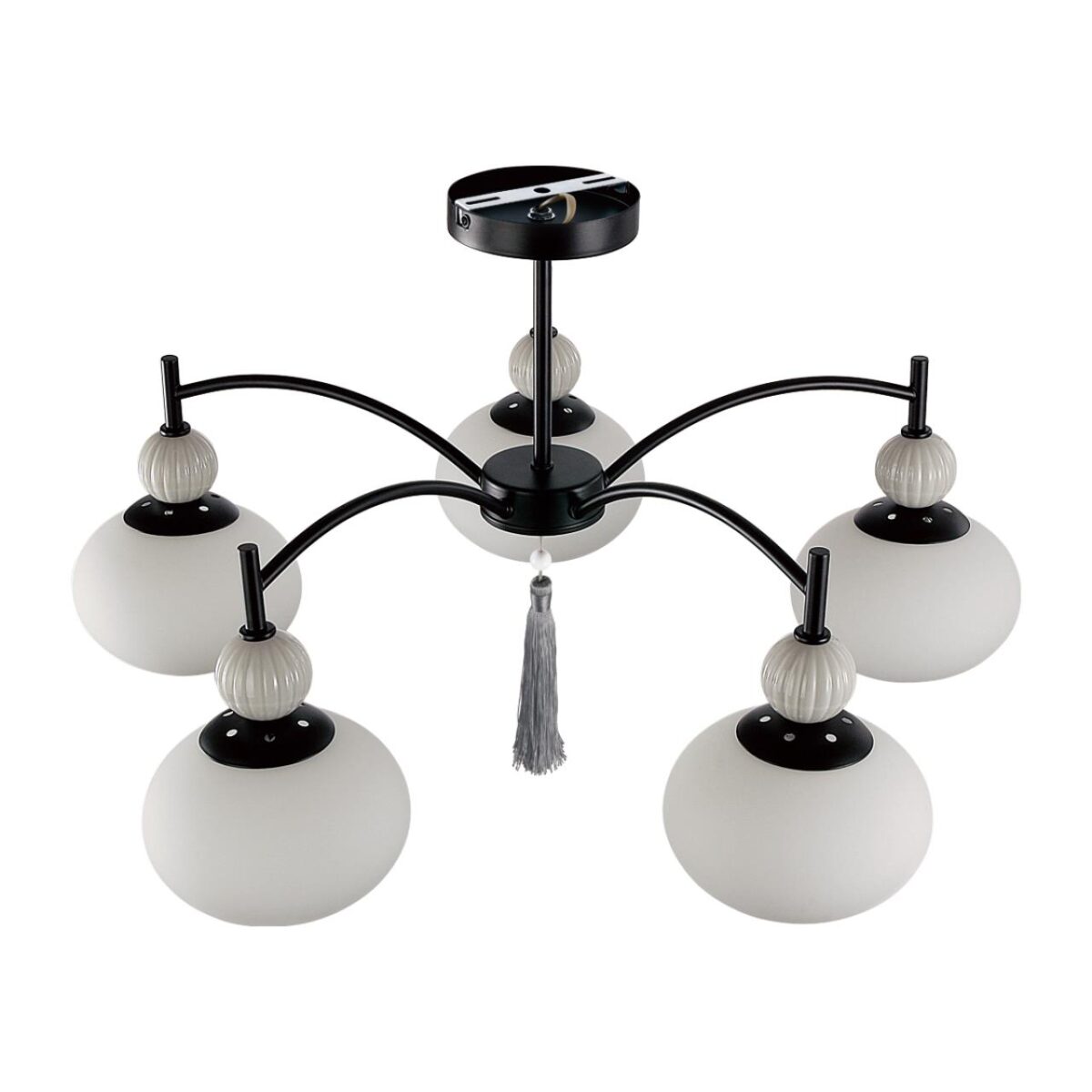 8273/5C NEOCLASSI черный, серый/белый металл, керамика/стекло Люстра потолочная Е14 5*40W 220V GLORIYA — изображение 7
