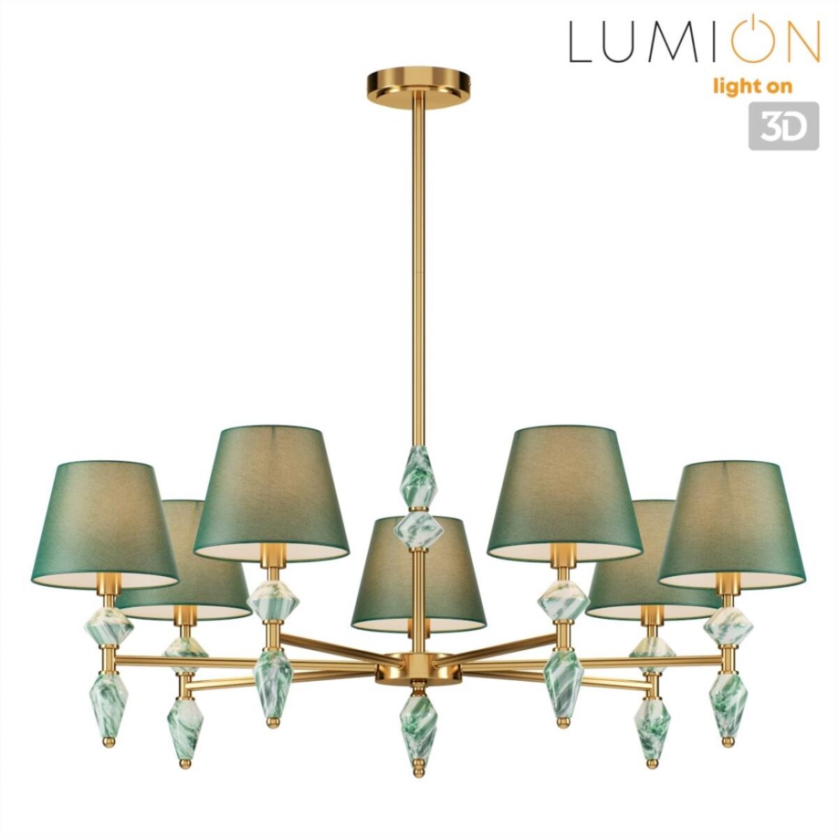 8275/7 CLASSI латунь/зеленый, металл/керамика/ткань Люстра Е14 7*40W 220V VERMONT — изображение 3