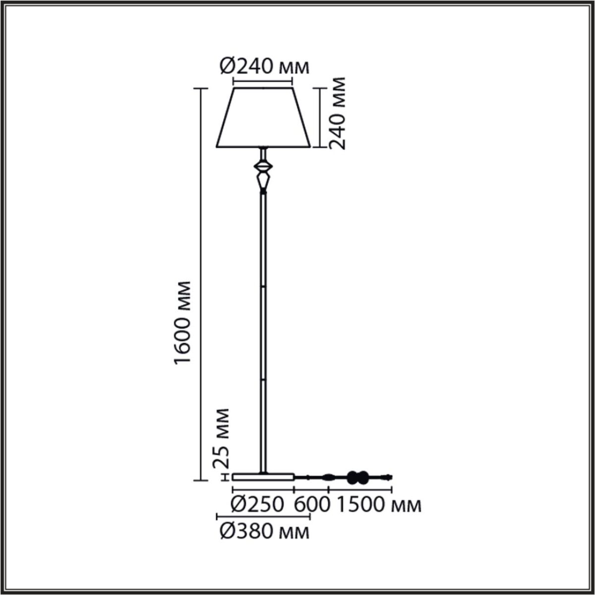 8274/1F CLASSI никель/белый/серый, металл/керамика/ткань Торшер Е27 1*60W 220V VERMONT — изображение 4