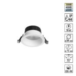 359553 WIR NT25 000 белый Светильник встраиваемый с переключателем цв. температуры IP44 LED 10W 220-240V 3000К4000К6000К CLARA