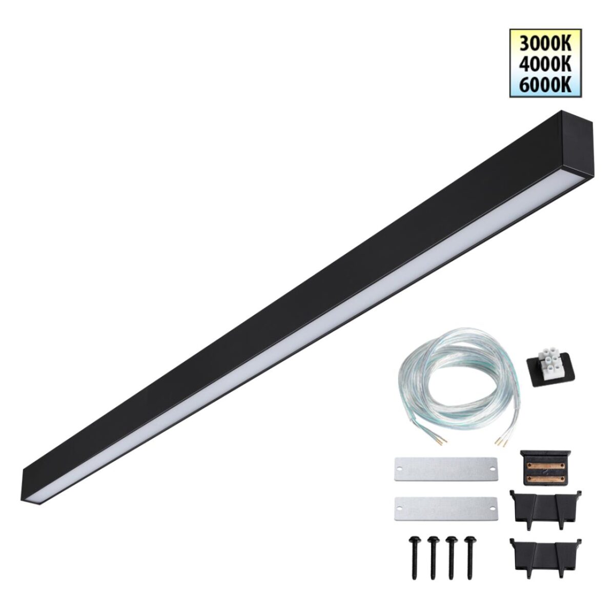 359605 OVER NT25 000 черный Светильник линейный светодиод. с переключ. цв. температуры IP20 LED 40W 220-240V 3000К4000К6000К FATTO — изображение 1
