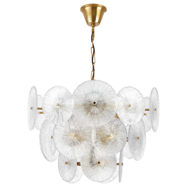 799083 Люстра RETRO 8х8W (led) E14 ЛАТУНЬ/ПРОЗРАЧНЫ