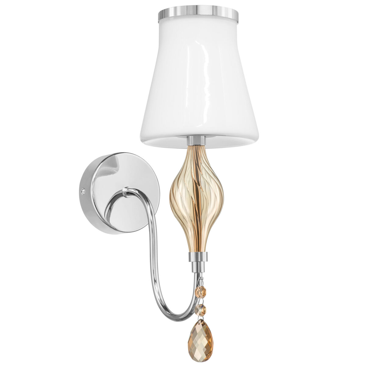 806610 Бра ESCICA 1х40W E14 БЕЛЫЙ/КОНЬЯК/ХРОМ — изображение 1