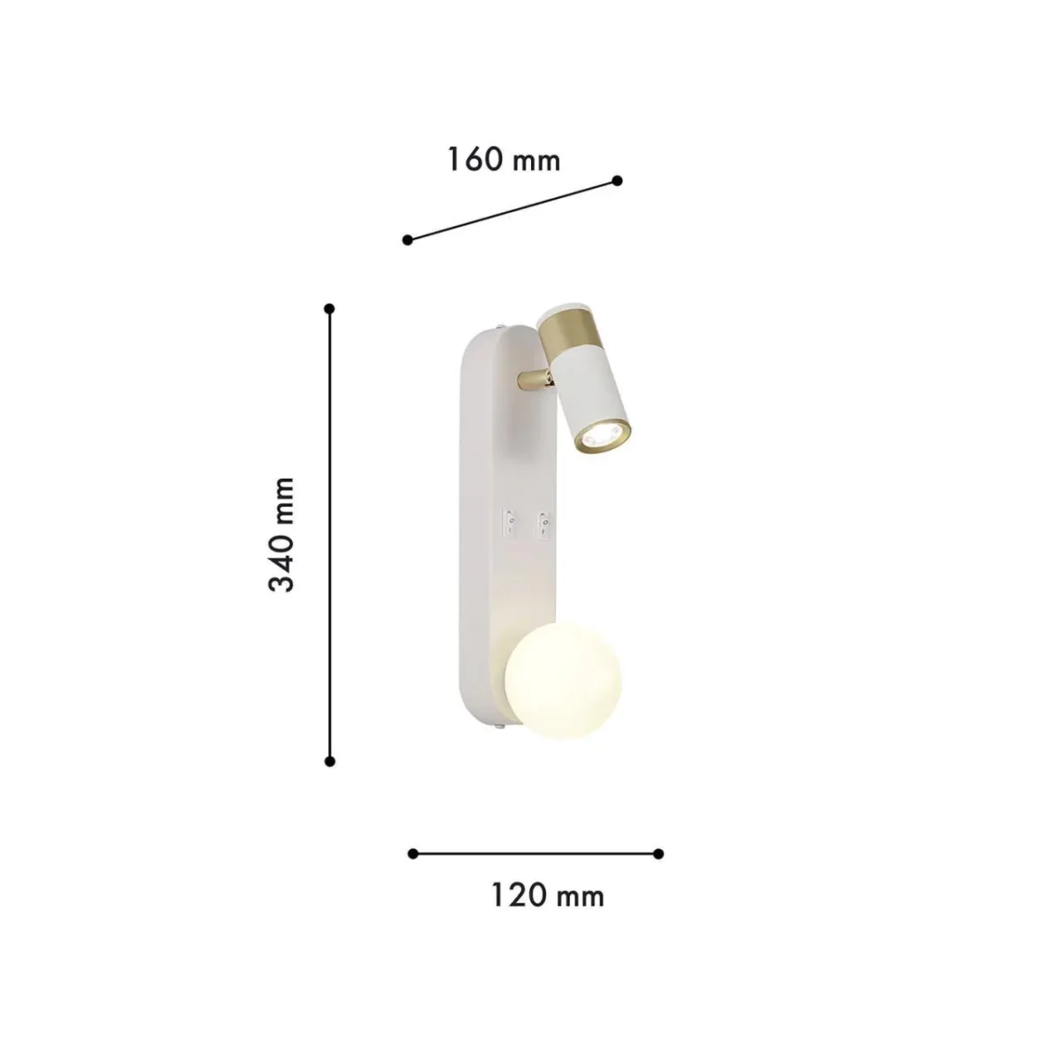 4172-2W, настенный светильник, D160xW120xH340, 1xG9LEDx10W, excluded + LEDx3W, 157LM, 4000K, included, switch — изображение 3