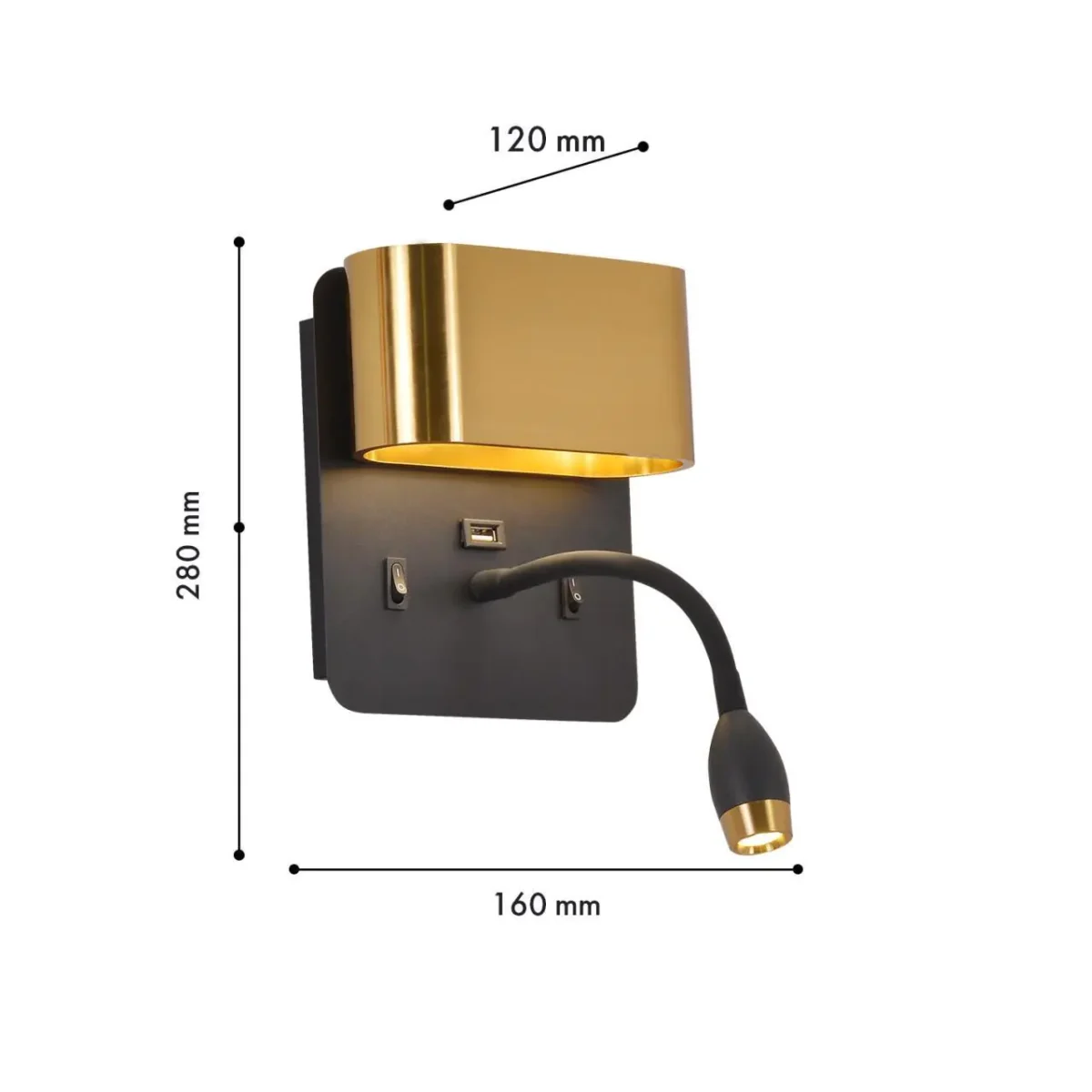 4475-2W, настенный светильник, D120xW160xH280, LEDx4W + LEDx1.5W, 220LM, 4000K, included, switch — изображение 2