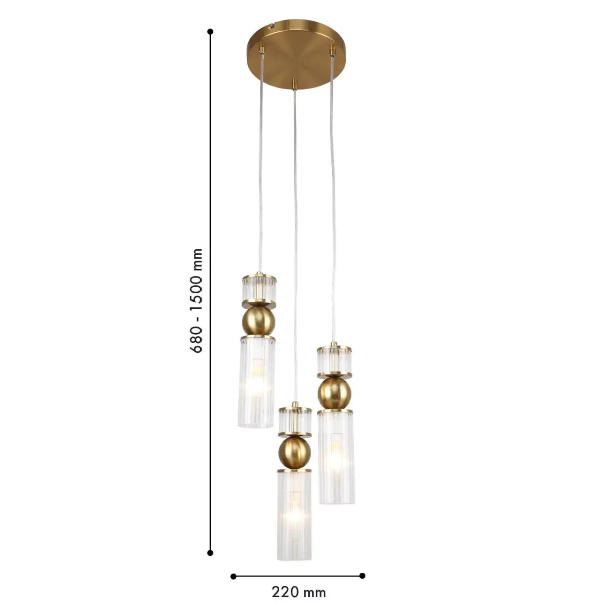 4737-3P, подвес, D220xH680/1500, 3xE14x40W, excluded — изображение 3