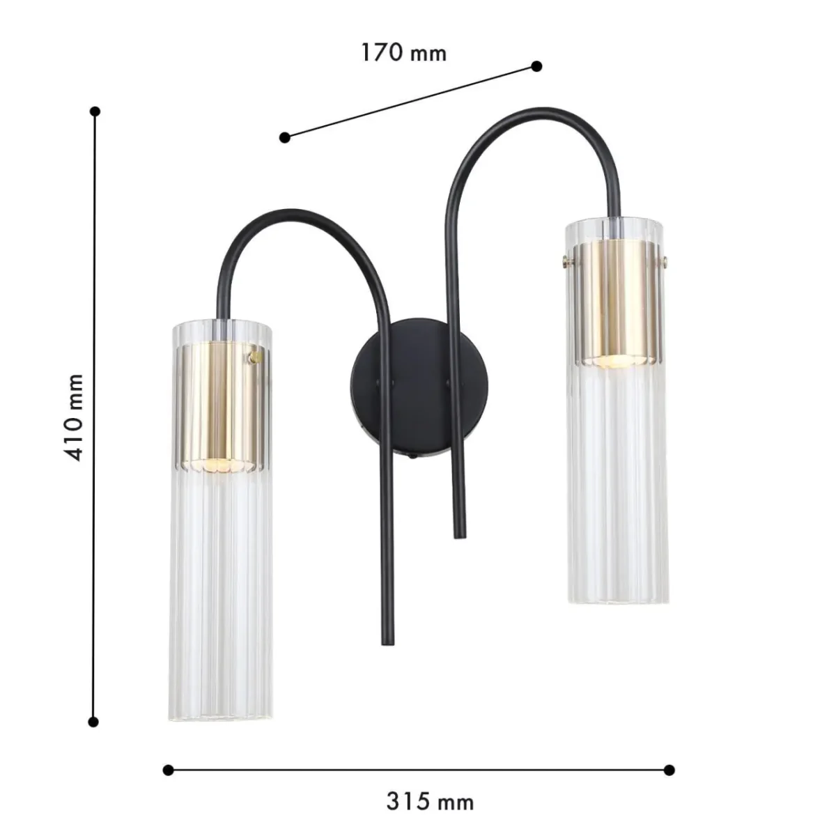 4740-2W, настенный светильник, D170xW315xH410, 2xGU10x35W, excluded — изображение 3