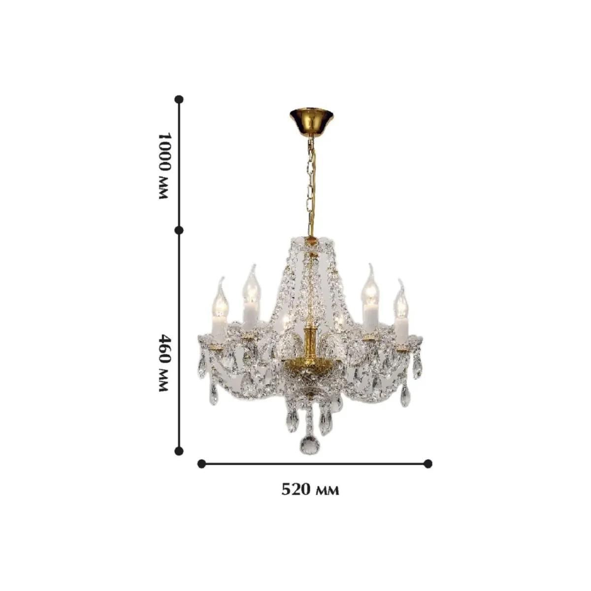 1736-6P, люстра подвесная, D520xH480/1480, 6xE14x40W, excluded — изображение 2