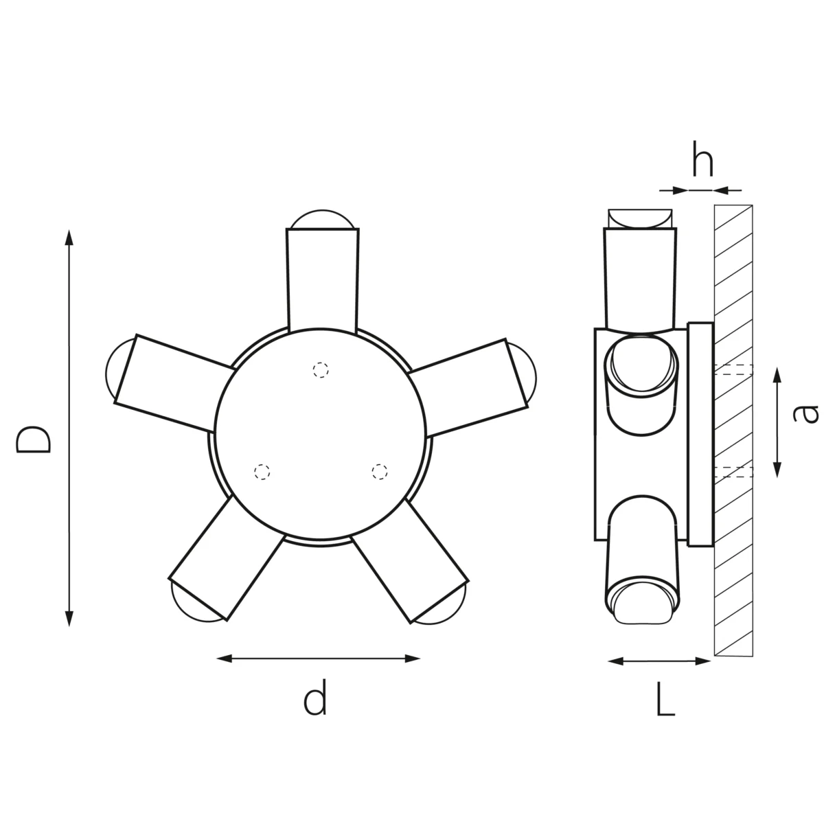 380653 Светильник DITO 5х1W LED 550LM G ЧЕРНЫЙ/ЗОЛОТО 4000K — изображение 4