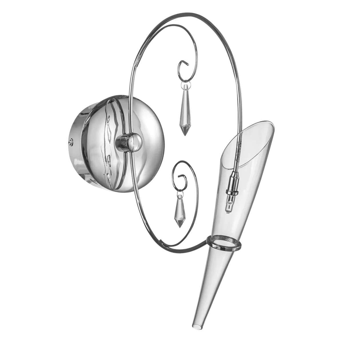 1eed9899410611e580f3c81f66f678af_1d721884e30911e68114c81f66f678b0 755614 Бра SCARABEO 1х35W G4 12V ХРОМ хрусталь+стекло — изображение 1