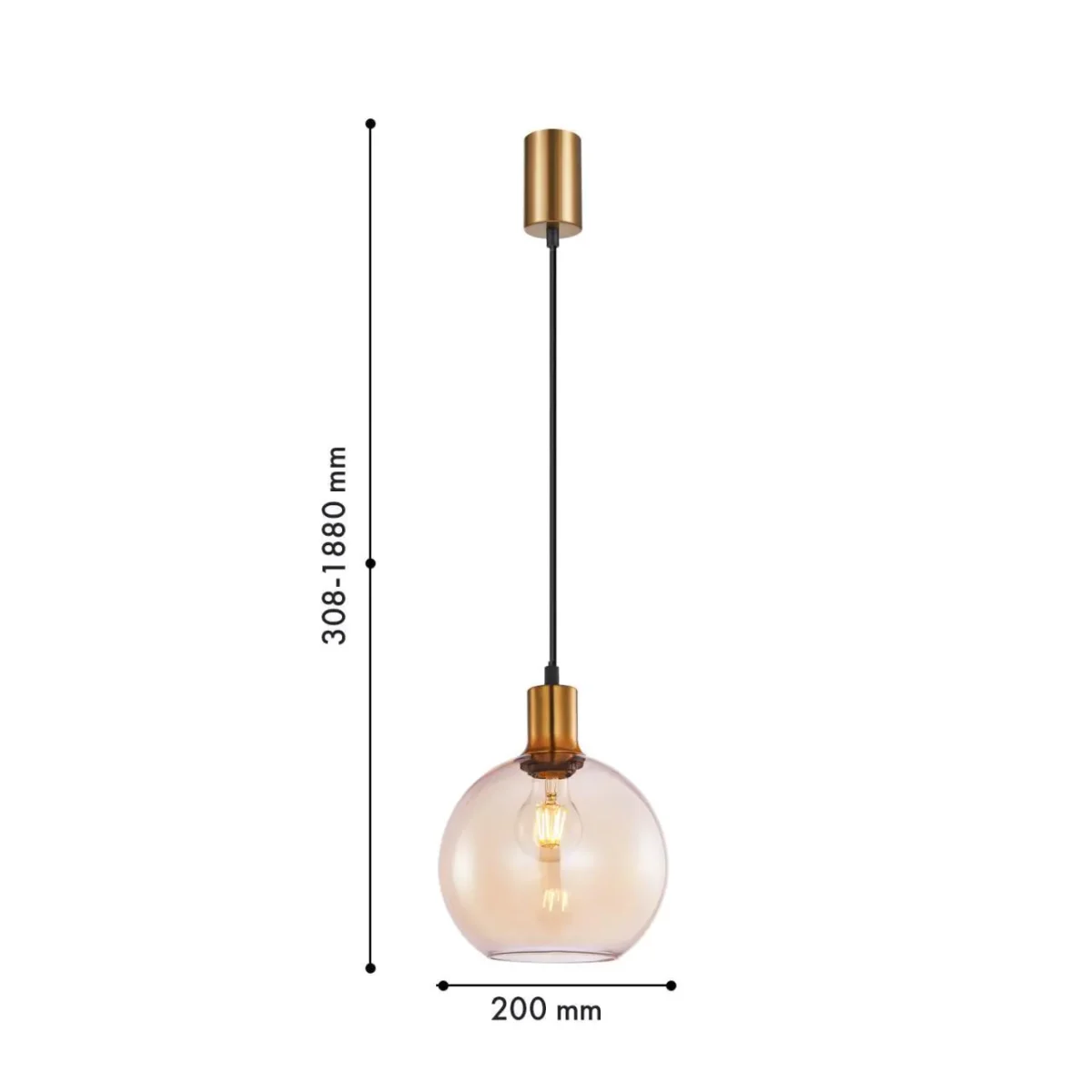 4354-1P, подвес, D200xH380/1880, 1xE27x40W, excluded — изображение 3