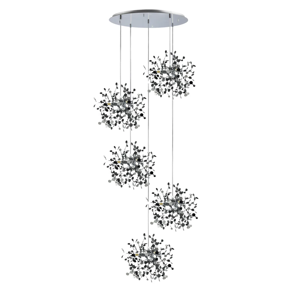 L5PR721134 Подвес пятерной круглый EXTRA 5x3x5W(led) G9  (721134 - 5 + 572154 -1) ХРОМ — изображение 1