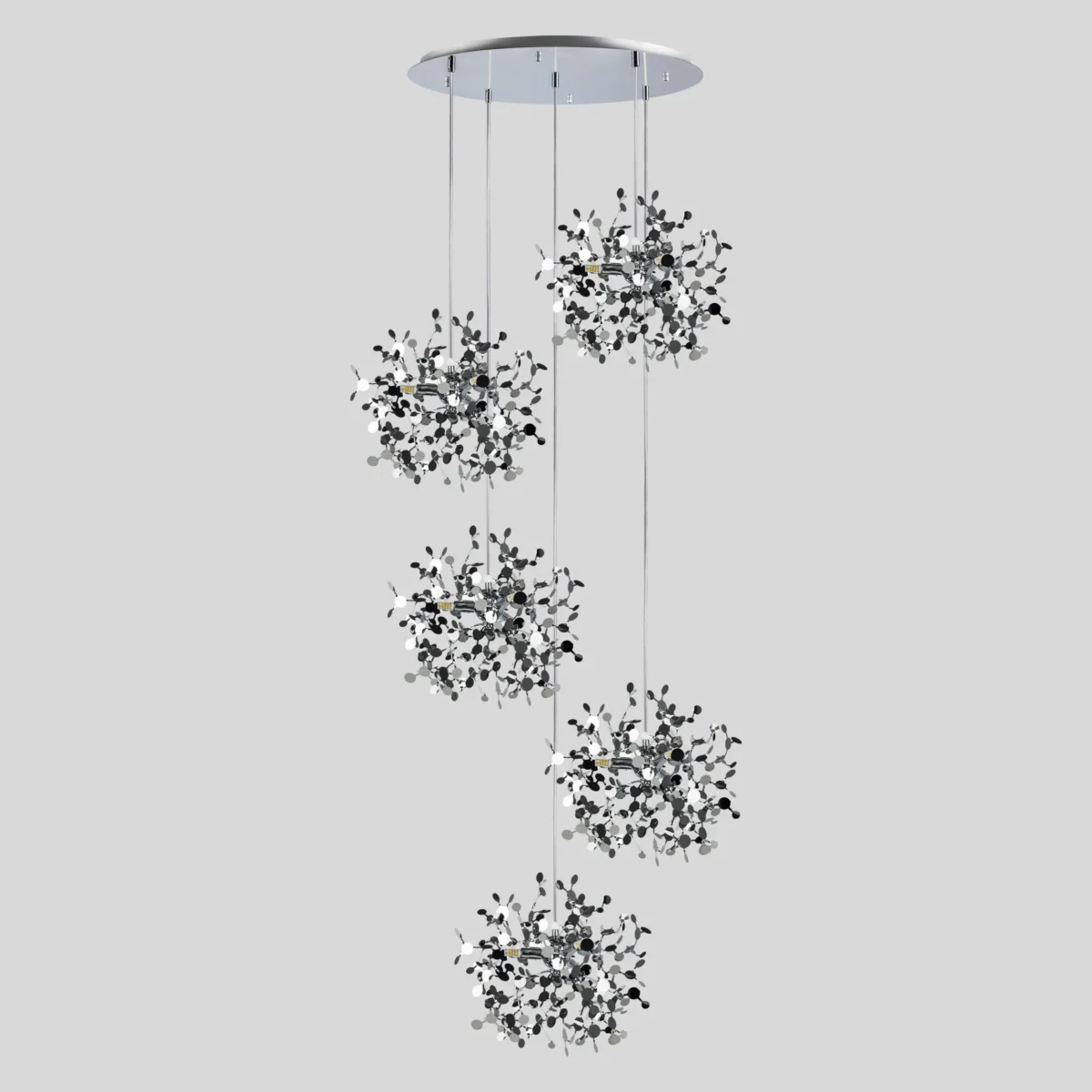 L5PR721134 Подвес пятерной круглый EXTRA 5x3x5W(led) G9  (721134 - 5 + 572154 -1) ХРОМ — изображение 2