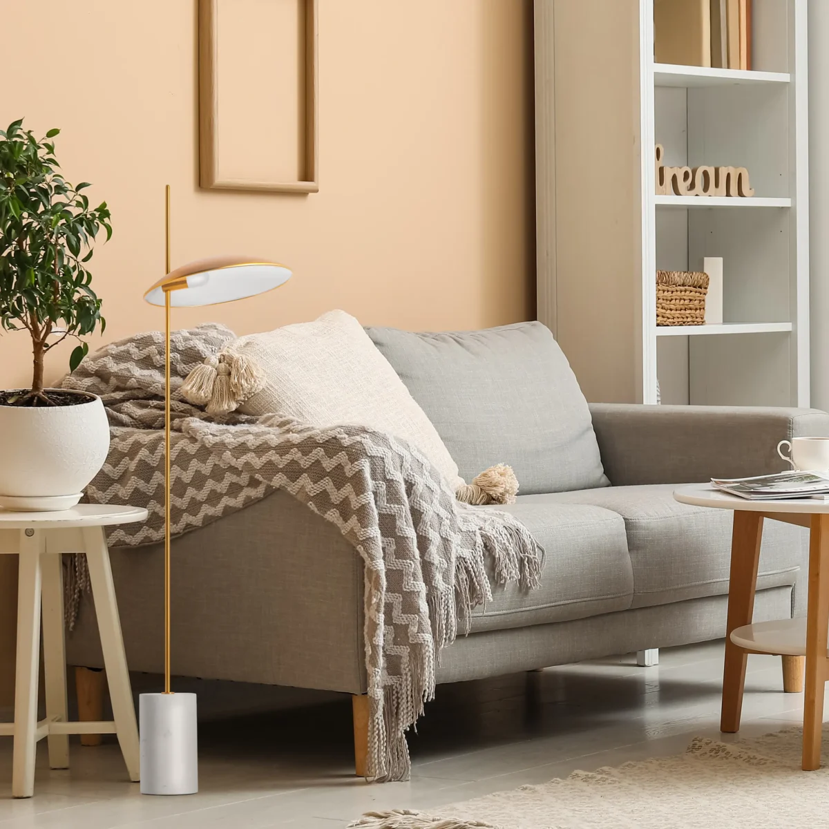 801713  2КОР! Торшер MARMARA LED 5W 400LM ЗОЛОТО/МРАМОР 3000K — изображение 3