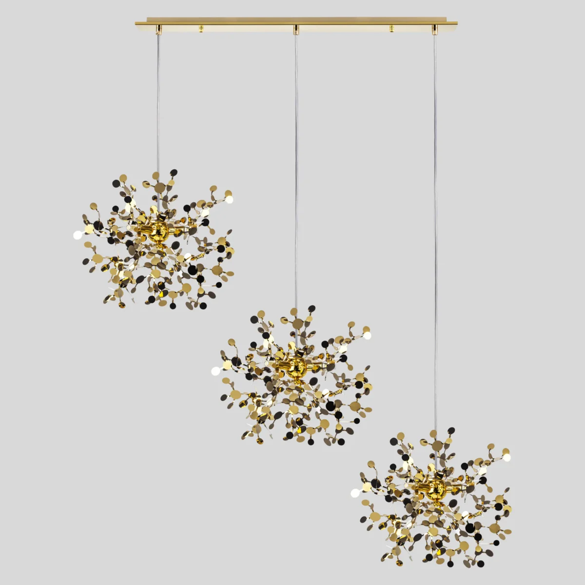 L3PL721132 Подвес тройной линейный EXTRA 3x3x5W(led) G9  (721132 - 3 + 572122 -1) ЗОЛОТО — изображение 2