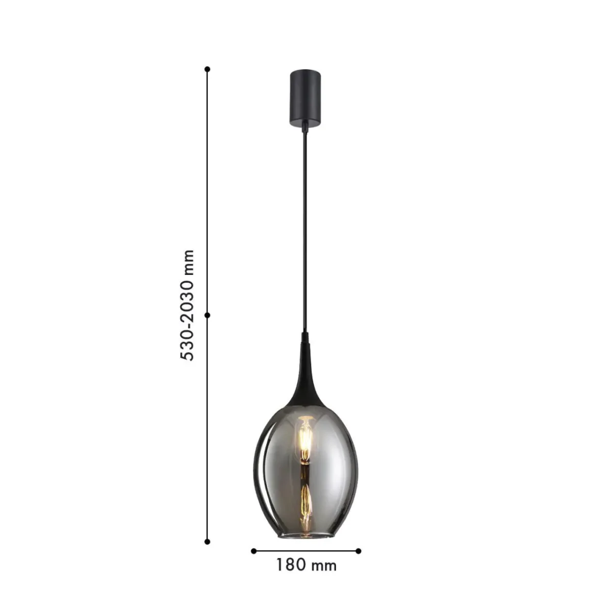 4361-1P, подвес, D180xH530/2030, 1xE27x40W, excluded — изображение 2