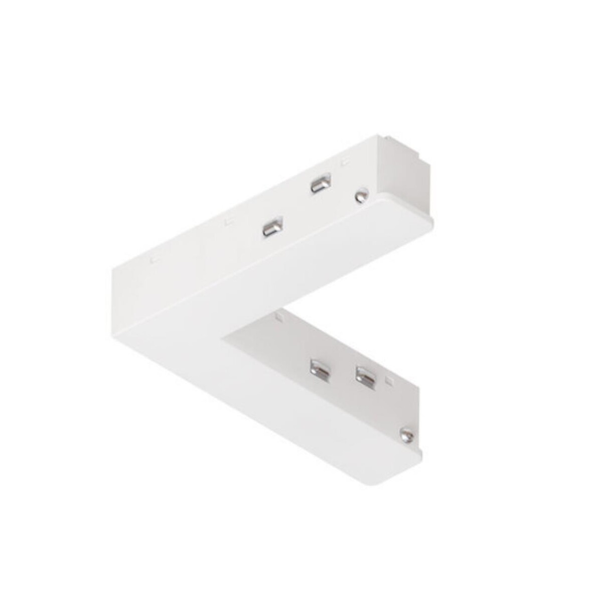 001537a9e6e103fe10e3973f0071a76d A744433 коннектор угловой токопроводящий для шинопровода (трека) OPTIMA, белый — изображение 1