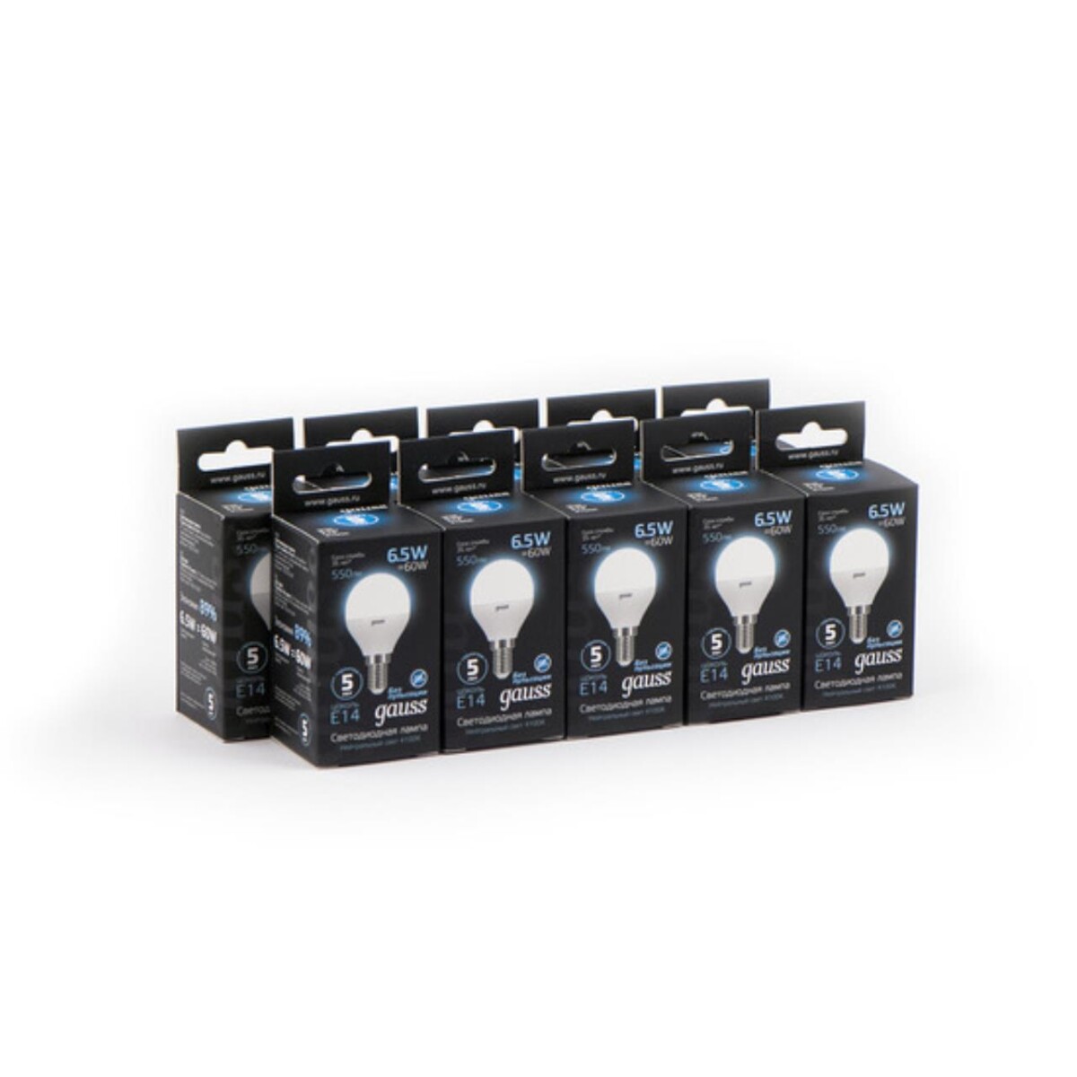 105101207 Лампа Gauss LED Шар E14 6.5W 550lm 4100K 1/10/50 — изображение 5