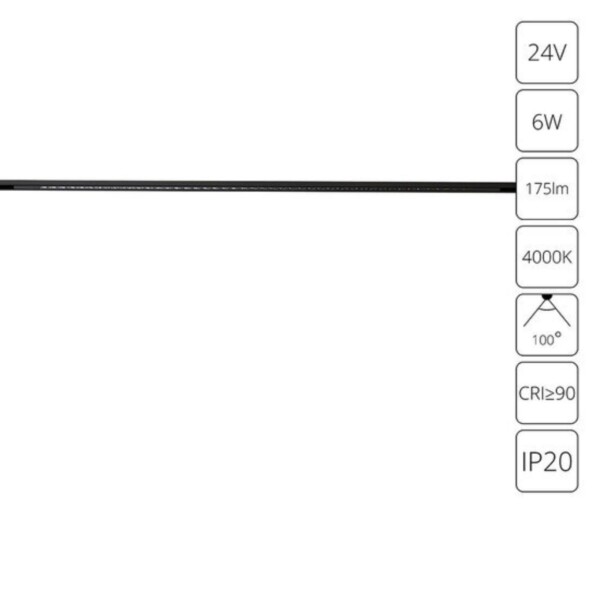 A6230PL-1BK СВЕТИЛЬНИК ТРЕКОВЫЙ ДЛЯ МАГНИТНОГО ШИНОПРОВОДА PRESTO 24В 6Вт 175лм 4000К 90+ 100°