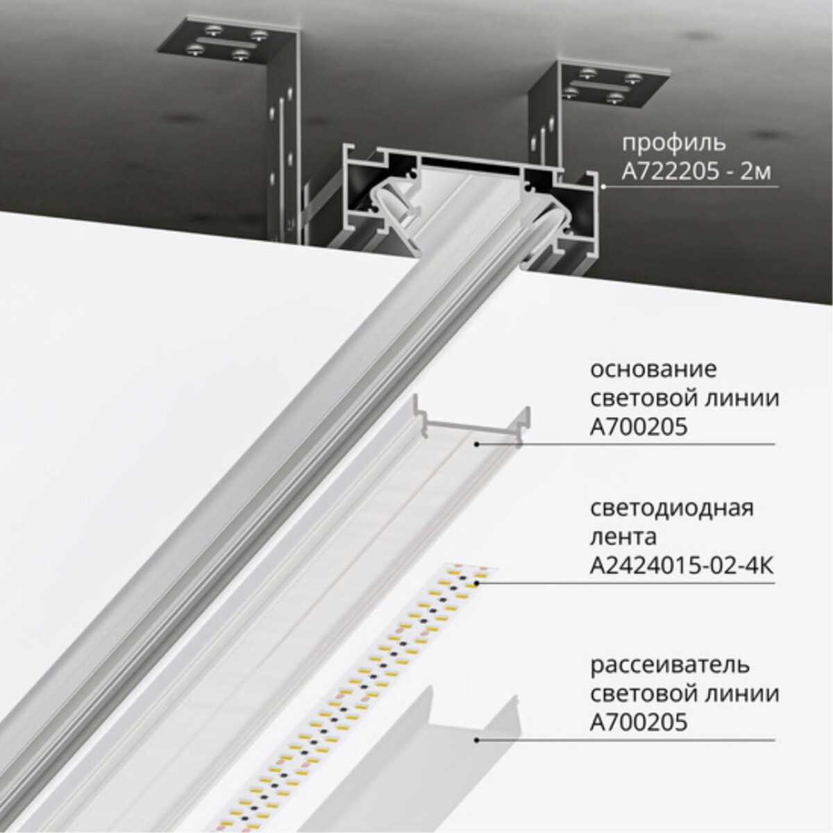 A722205 ПРОФИЛЬ ДЛЯ МОНТАЖА МАГНИТНОГО ШИНОПРОВОДА OPTIMA В НАТЯЖНОЙ ПОТОЛОК — изображение 2